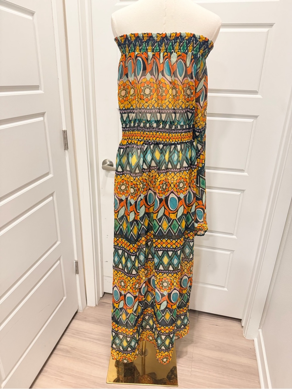 🔥Ashley Stewart Multicolor Off-Shoulder Boho Jumpsuit NWT RARE FIND!!! - Picture 5 of 8